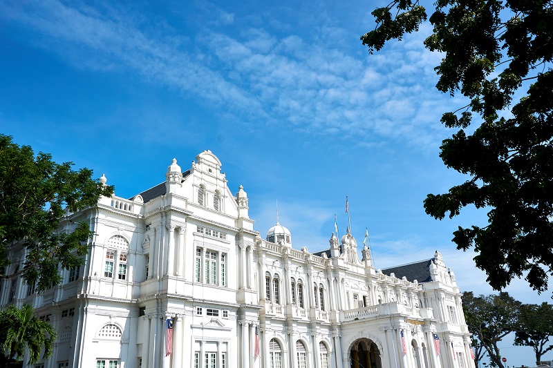 PENANG, MALAYSIA - OCTOBER 01.2019 : City Hall in George Town - Penang, Malaysia