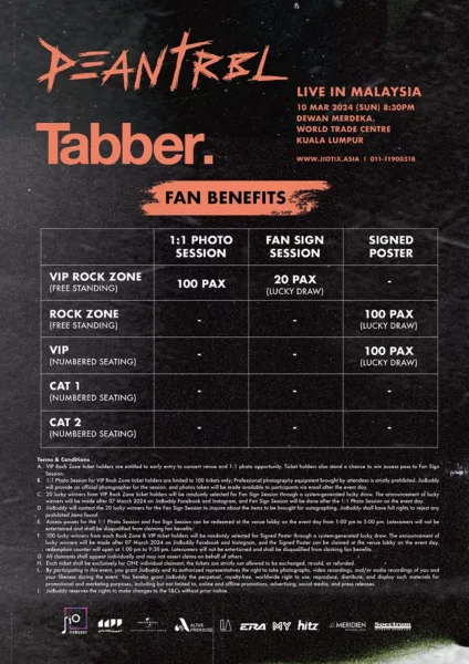 Dean With Tabber Live In Malaysia Seating Plan Fan Benefits