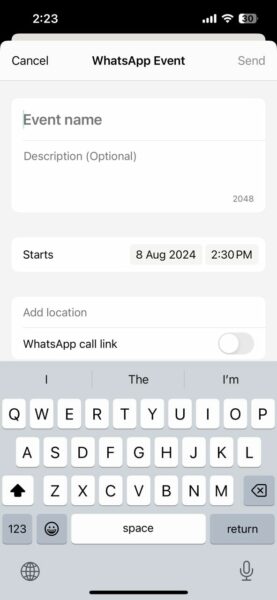 Whatsapp Group Event Fill Details