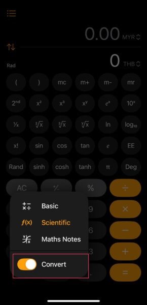 Iphone Calculator Convert