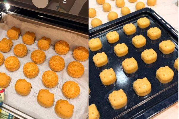Cantonese Style Taro, Meat Floss & Salted Egg Yolk Mooncakes and Red Bean Mooncakes